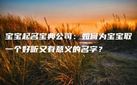 宝宝起名宝典公司：如何为宝宝取一个好听又有意义的名字？