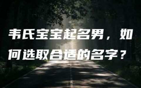 韦氏宝宝起名男，如何选取合适的名字？