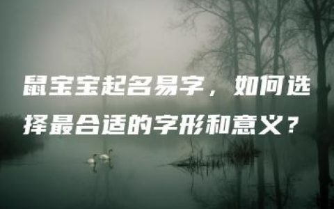 鼠宝宝起名易字，如何选择最合适的字形和意义？