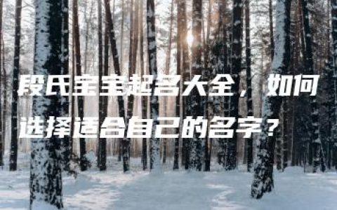 段氏宝宝起名大全，如何选择适合自己的名字？