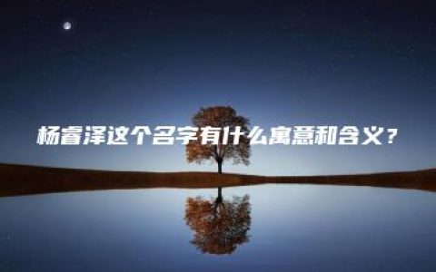 杨睿泽这个名字有什么寓意和含义？