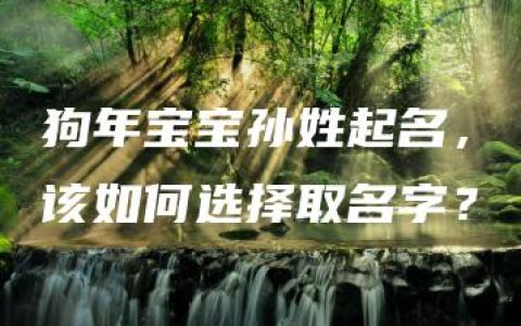 狗年宝宝孙姓起名，该如何选择取名字？