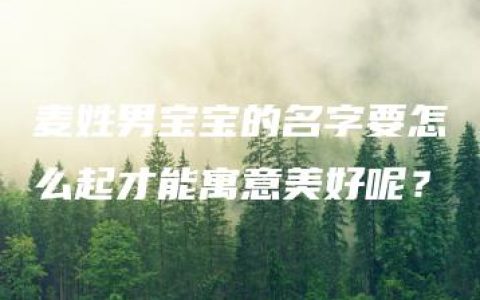 麦姓男宝宝的名字要怎么起才能寓意美好呢？