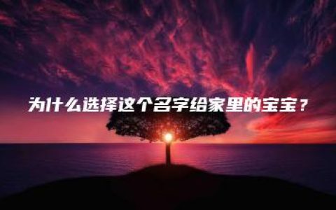 为什么选择这个名字给家里的宝宝？