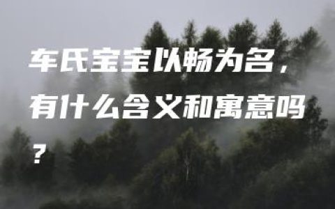 车氏宝宝以畅为名，有什么含义和寓意吗？