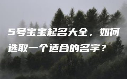 5号宝宝起名大全，如何选取一个适合的名字？