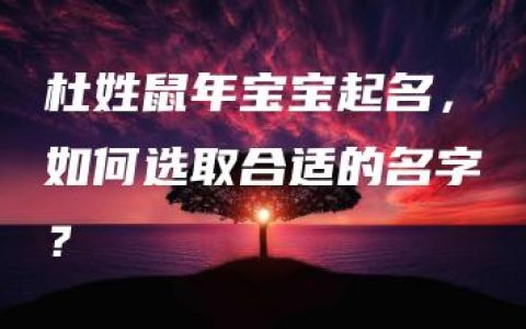 杜姓鼠年宝宝起名，如何选取合适的名字？