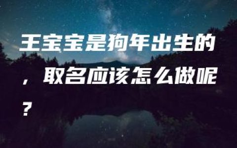 王宝宝是狗年出生的，取名应该怎么做呢？