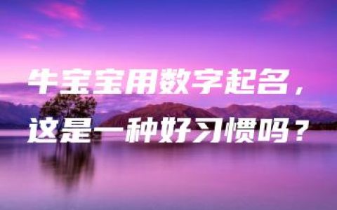 牛宝宝用数字起名，这是一种好习惯吗？