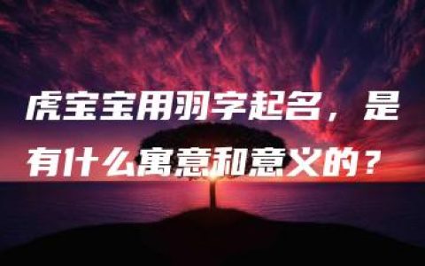 虎宝宝用羽字起名，是有什么寓意和意义的？