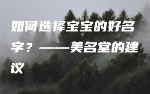 如何选择宝宝的好名字？——美名堂的建议