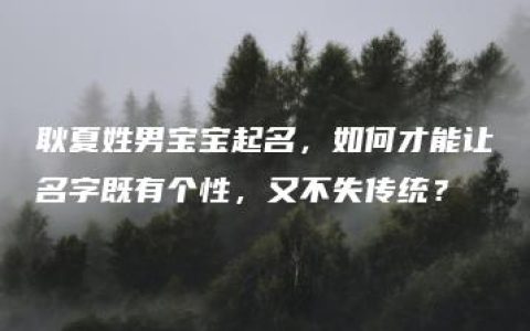 耿夏姓男宝宝起名，如何才能让名字既有个性，又不失传统？