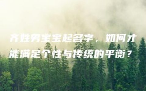 齐姓男宝宝起名字，如何才能满足个性与传统的平衡？