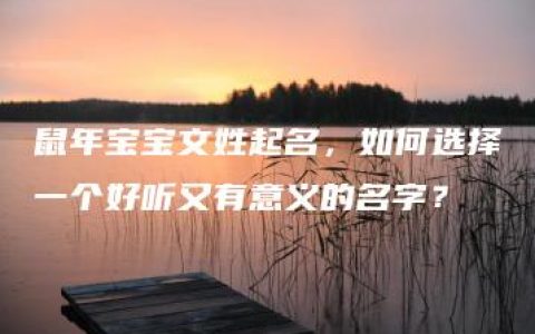 鼠年宝宝文姓起名，如何选择一个好听又有意义的名字？