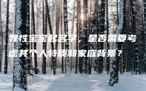 魏性宝宝起名字，是否需要考虑其个人特质和家庭背景？