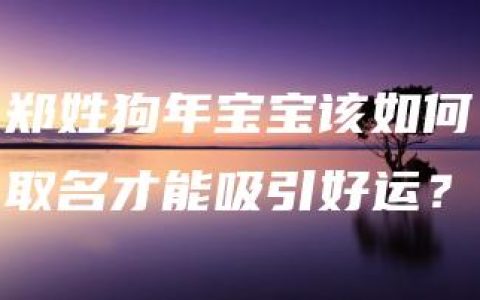 郑姓狗年宝宝该如何取名才能吸引好运？