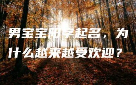 男宝宝阳字起名，为什么越来越受欢迎？