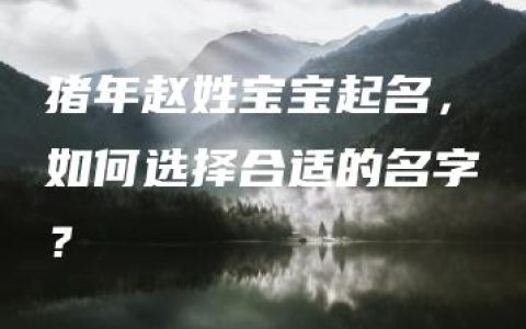 猪年赵姓宝宝起名，如何选择合适的名字？