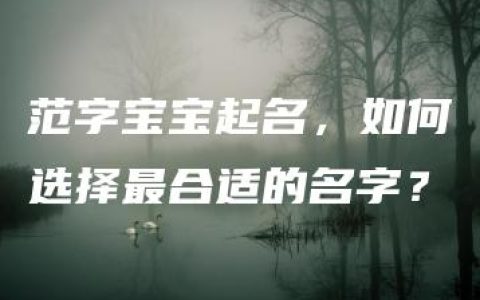 范字宝宝起名，如何选择最合适的名字？