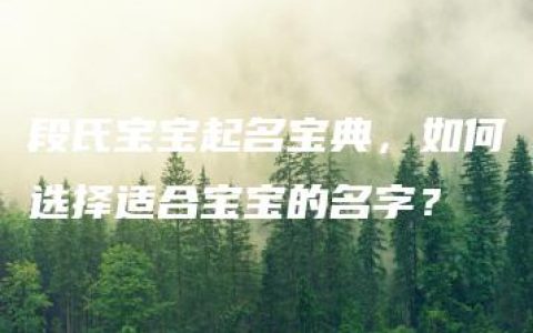 段氏宝宝起名宝典，如何选择适合宝宝的名字？