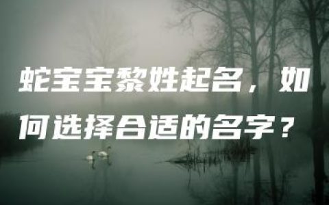 蛇宝宝黎姓起名，如何选择合适的名字？