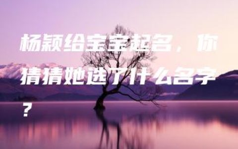 杨颖给宝宝起名，你猜猜她选了什么名字？