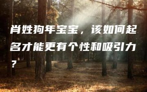 肖姓狗年宝宝，该如何起名才能更有个性和吸引力？