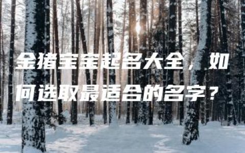 金猪宝宝起名大全，如何选取最适合的名字？