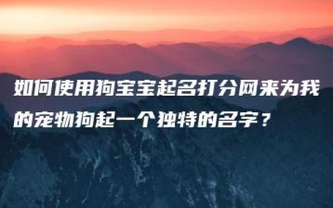 如何使用狗宝宝起名打分网来为我的宠物狗起一个独特的名字？