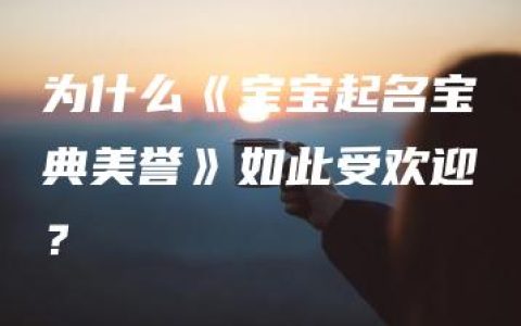 为什么《宝宝起名宝典美誉》如此受欢迎？