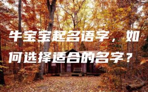 牛宝宝起名语字，如何选择适合的名字？