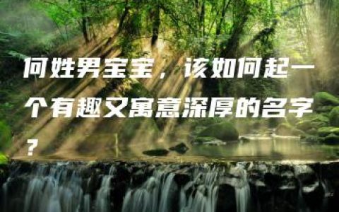 何姓男宝宝，该如何起一个有趣又寓意深厚的名字？