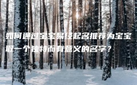 如何通过宝宝易经起名推荐为宝宝取一个独特而有意义的名字？