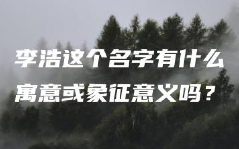 李浩这个名字有什么寓意或象征意义吗？