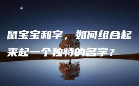 鼠宝宝和字，如何组合起来起一个独特的名字？