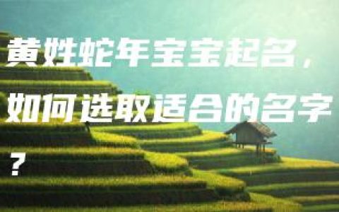 黄姓蛇年宝宝起名，如何选取适合的名字？