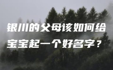 银川的父母该如何给宝宝起一个好名字？