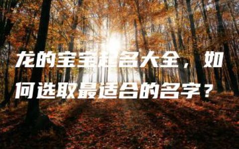 龙的宝宝起名大全，如何选取最适合的名字？