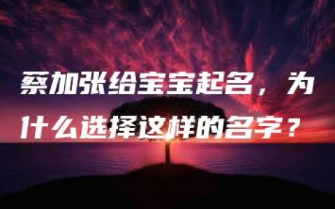 蔡加张给宝宝起名，为什么选择这样的名字？