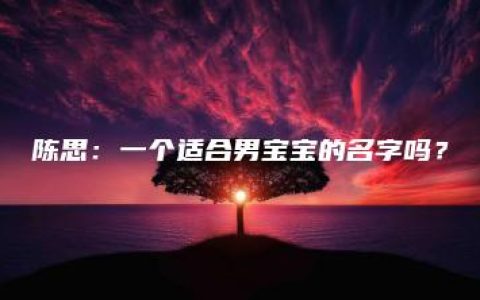 陈思：一个适合男宝宝的名字吗？