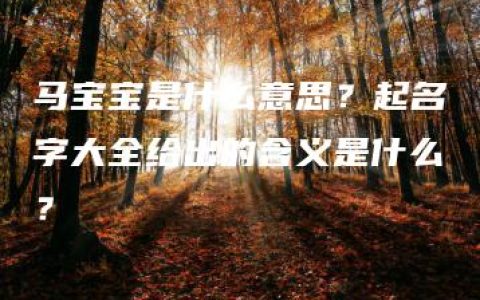 马宝宝是什么意思？起名字大全给出的含义是什么？