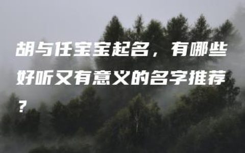 胡与任宝宝起名，有哪些好听又有意义的名字推荐？