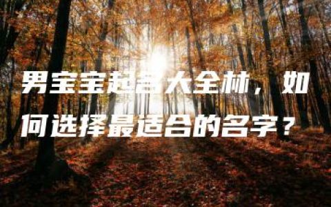 男宝宝起名大全林，如何选择最适合的名字？