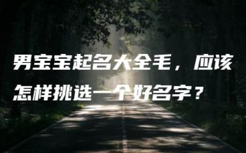 男宝宝起名大全毛，应该怎样挑选一个好名字？