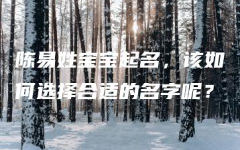 陈易姓宝宝起名，该如何选择合适的名字呢？