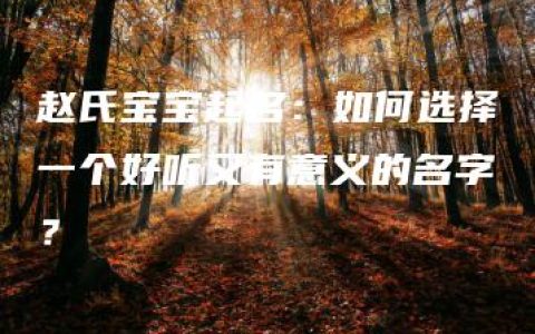 赵氏宝宝起名：如何选择一个好听又有意义的名字？