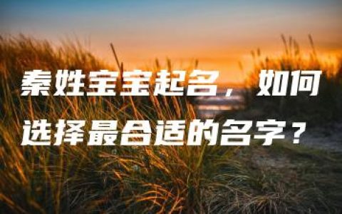 秦姓宝宝起名，如何选择最合适的名字？