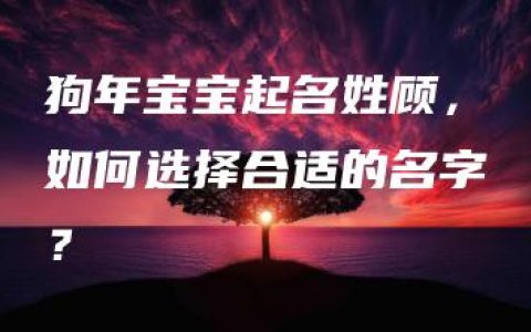 狗年宝宝起名姓顾，如何选择合适的名字？