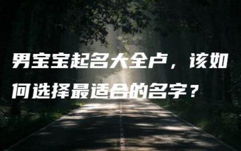 男宝宝起名大全卢，该如何选择最适合的名字？