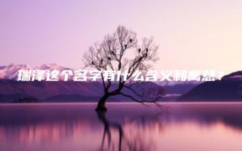 瑞泽这个名字有什么含义和寓意？